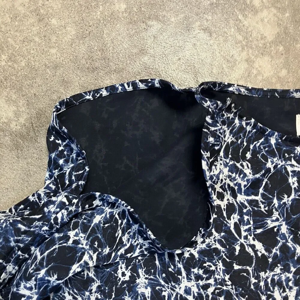Michael Kors Dress Womens Large Blue Geometric Open‎ Shoulder Round Neck